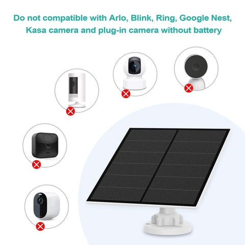 5W Outdoor USB Solar Panel For Security Cameras With Micro USB And USB-C, Rechargeable Battery, IP65 Waterproof, Black Mount