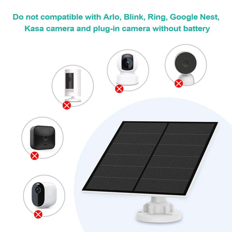 5W USB Solar Panel Kit For Battery Security Cameras With Micro USB Or USB-C Port Outdoor IP65 Waterproof 9.8ft Cable, incompatible devices