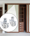 12 Closet Door Rollers Set With 24 Screws, Adjustable Wardrobe Door Wheels For Smooth Quiet Sliding, shown installed