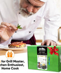 Gift box of Grill Caddy With Built In Paper Towel Holder For Outdoor BBQ Grilling And Tailgating shown on a table.