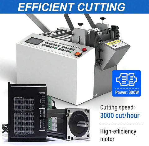 Automatic Heat Shrink Tube Cutting Machine For Cable Applications Adjustable Width And Thickness 100Mm Capacity with control panel and motor.