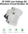 2-Pole 250V DC Miniature Circuit Breaker For Solar Systems, Din Rail Mount, Quick-Trip DC Breaker, C65H-DC, 32A, side view
