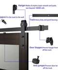 Hardware components of the 36 Inch By 84 Inch Glass Barn Door With 6.6 Foot Sliding Door Hardware Kit Included And Handle.