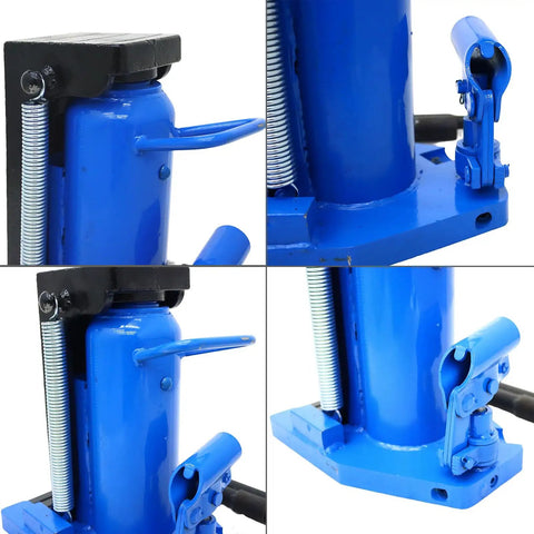 Big Time Air Powered Hydraulic Toe Jack Lift 20 Ton Max Pull 10 Ton Toe Lift showing heat treated steel construction details.
