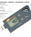 Usb Temperature Data Logger With Real Time Humidity And Barometric Pressure Monitoring displaying temperature and humidity levels.