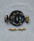 Samurai Sword Koshirae Tsuba Fuchi Kashira Menuki Set Alloy DTZH Series For Custom Build 19 48 with detailed floral design