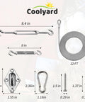 Shade Sail Hardware Kit With Vinyl Coated Aircraft Cable 48 Ft Total, 12 Ft Sections, 6 Inch Hanging Kit components diagram