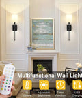 Wireless Rechargeable Set of 2 Battery Operated Wall Sconces With Remote Control For Indoor Home Decor in modern living room