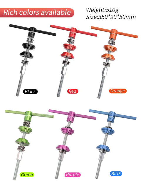 Colorful heavy duty bike headset cup and bottom bracket press install tool set with durable aluminum handles.