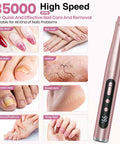 Image showing Badass Cordless Nail Drill Delivers 35000RPM Electric File With Clear Lcd Screen for nail care and removal.