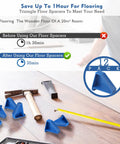 Before and after comparison using 12 pack of triangle floor spacers for laminate wood and vinyl plank installations.