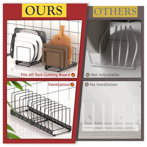 Two Pack Adjustable Cutting Board Organizer With 12 Dividers And Anti Slip Pads For Kitchen Cabinet Storage, Holds Baking Sheets