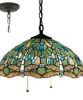 Sea Blue Stained Glass Dragonfly Lampshade Replacement 16 Inch for table lamps, pendant hanging lights, classic vibe soft glow