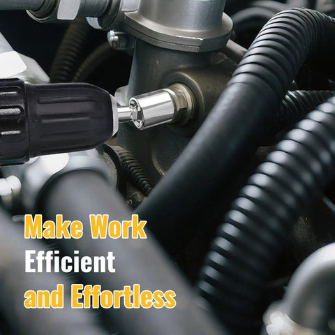 360 Rotatable Socket Adapter Set in use on automotive part with drill, showcasing heavy-duty and impact-grade.