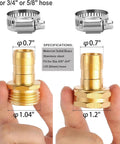 Solid Brass Garden Hose Repair Kit Set With Clamps For 3/4 Or 5/8 Inches Fix Leaks Fast Drip Irrigation Mender Adapter For Backyard Watering And Lawn Care, brass hose fittings with clamps
