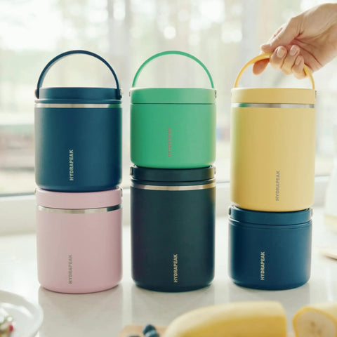 Slick Rugged Badass 25 Oz Double Wall Vacuum Insulated Food Storage Jar With Wide Mouth Leak Proof Lid Keeps Your Grub Scalding Hot Ten Hours Or Ice Cold Sixteen Hours Matte Black, displayed in various colors.