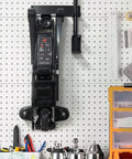 Wall Mount Jack Stand Rack Organizer For Hydraulic Floor Jacks Heavy Duty Holder And Brackets installed on garage wall