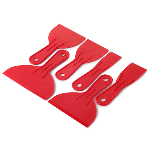 Six Pack Plastic Putty Knife Set With 1.5 To 6 Inch Flexible Solvent Resistant Scrapers for spackling and painting