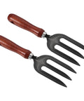 Two Pack 10.6 Inch 3 Tine Garden Forks Carbon Steel Thickened Hardened Digging Pitch Fork For Weeding Transplanting Soil Loosening And Planting In Backyard Farm Gray
