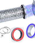 4 Inch Magnetic Dryer Vent Connector Kit with self aligning magnetic connection, shown with metal vent hose and connectors.