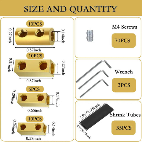 All In One Wire Connector Kit With 4 6 8 10 AWG Quick Wiring Terminals 70 Screws 35 Heat Shrink Tubes And 3 Wrenches