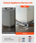 Heavy Duty Rolling Base For Mini Fridge And Washing Machine 16 To 25 In Adjustable Mobile Platform with casters elevating appliances above moisture.