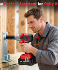 Man using Cordless Impact Wrench 650 Nm High Torque One Half Inch Drive With Two 4.0Ah Batteries on metal bolts