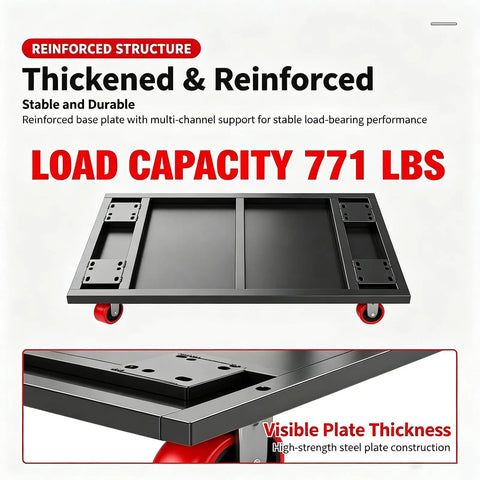 Beefy Heavy Duty Platform Cart And Dolly With Hand Truck Style 771 Lbs Load Capacity 39.3 In Long By 23.6 In Wide By 33.4 In High Reinforced Steel Frame And 6-Inch PU Brake Casters For Easy Warehouse Moving, reinforced steel base