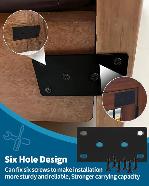 Rock Solid Heavy Duty Stainless Steel Flat Mending Brackets Measuring 3.15 By 1.57 Inches With Six Drill Holes Each Plus 72 Screws For Badass Furniture Fixes Or Fence Builds