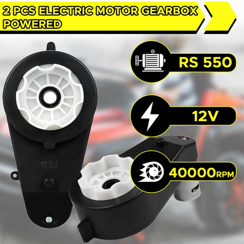 Two Pack 24V Electric Motor Gearbox For Kids Ride On Toys Car RS555 40000RPM details with icons and specifications