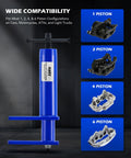 Front view of Orion Motor Tech brake pad spreader, blue hydraulic caliper piston compressor tool with T-handle