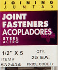 Top Shelf Heavy Duty Joint Fasteners For Wood Work Half Inch 5 Gauge Wire Connectors 25 Pack in clear packaging.