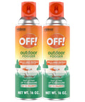 Product image showing two 16 oz bottles of OFF! outdoor fogger for insect and mosquito control in a 900 sq ft area