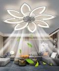 35 Inch Bladeless Ceiling Fan With Lights And Remote Flush Mount Low Profile Modern White Fixture For Bedroom And Living Room Dimmable LED Light Six Speed Wind With Timing Ultra Quiet Operation Dope Airflow.