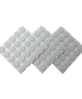 Self Adhesive Three Eighths Inch Felt Furniture Pads Pack Of Seventy Five White Sliders displayed on sheets