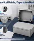 Rock Solid IP67 Aluminum Junction Box Panel Ready Mounting Enclosure With Precision Holes No Leak Seal Corrosion Proof Housing For Handyman And Industrial Wiring Jobs Built Tough, showing interior and exterior design.