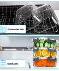 Five Pack 36 Oz Glass Meal Prep Containers With Airtight Lids BPA Free Glass Lunch Storage Set shown in dishwasher and stacked