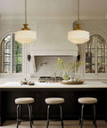Vintage Brass Pendant Lamp With White Pleated Milk Glass Ceiling Fixture For Kitchen Island Hallway Bedroom Decor Antique Drum Chandelier over kitchen island.