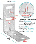 Six Pack 6 Inch Steel L Right Angle Brackets Set Heavy Duty Corner Braces For Wood Galvanized Carbon Steel With 66 Lb Max Load Includes Mounting Slots For Three Eighths Inch Screws Durable Reinforcement image.