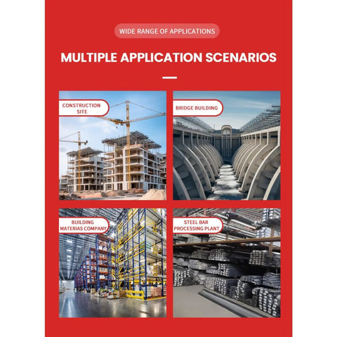 Multiple application scenarios for Automatic Rebar Bending Machine For Heavy Duty Steel Bar Tasks in construction and processing.