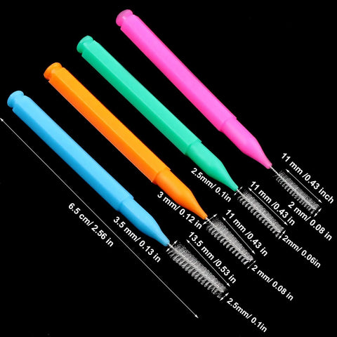 Interdental Brush And Toothpick Kit For Braces 100 Pack In Bright Colors With 11 Mm And 13 Point 5 Mm Sizes Flosser Tooth Cleaners