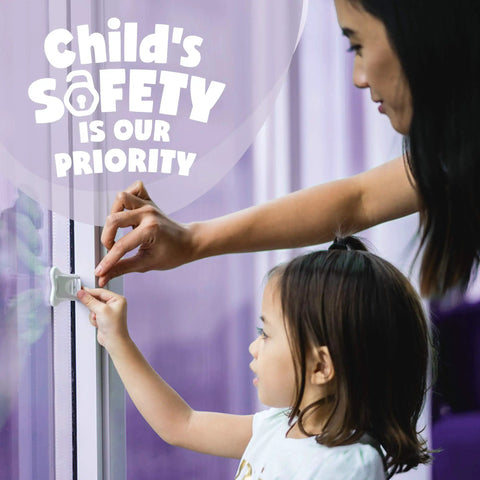 Mother and child using Kidproof Cabinet And Drawer Locks Set Of 2 Easy Install Baby Proofing Latches for safety