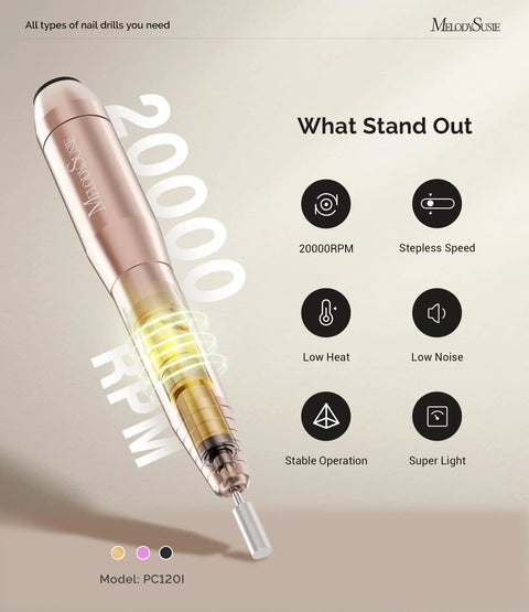 Pen Shaped USB Nail Drill Kit 20000 RPM Electric Nail File For Home Manicure Polishing Shaping Gel Removal Compact Portable Design Beginner Friendly All In One Nail Care Tool