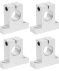 Aluminum Linear Motion Rod Rail Clamping Guide Support 4 Pack for 20mm Diameter Shaft SK20 CNC accessories, front view.
