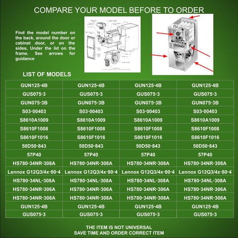 Compare model list for Direct Replacement Furnace Control Board For Lennox And Robertshaw Systems Plug And Play Easy Install Drop In