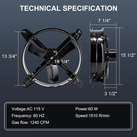 14 Inch Gable Mount Attic Fan With Adjustable Thermostat For Home Shed Garage And Portable Building No Fuss High CFM