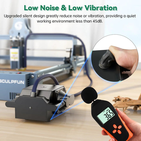 Air Assist Pump For Laser Engraving Machines S9 S10 Adjustable Airflow From 0 To 30 Liters Per Minute Quiet Low Noise