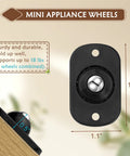 8 Pack Self Adhesive Caster Wheels With 360 Degree Swivel For Small Kitchen Appliances, mini appliance wheel close-up with dimensions.