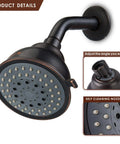 High Pressure Rain Shower Head With Shower Arm 5 Function Spray For Spa Like Comfort Even At Low Water Flow Oil Rubbed Bronze Finish