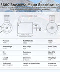 Specifications chart for Beefy 3800KV 4-Pole Brushless RC Motor With 3.175mm Shaft showing dimensions and electrical parameters.